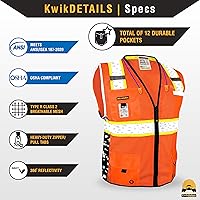Vista 5 de KwikSafety BIG KAHUNA DIGITAL - Chaleco de seguridad [naranja, 3XL] + paquete de casco duro de ala completa TORTOISE