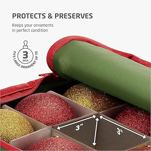 Vista 124 de ZOBER - Caja grande para guardar adornos navideños, con capacidad para 54 adornos y separadores, recipientes de tela no tejida y duraderos