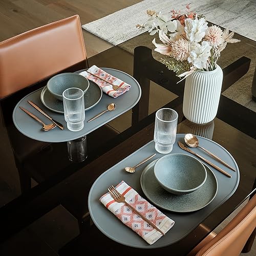 Miniatura 8 de LINE+ARC Manteles individuales de silicona Degr impermeables, resistentes a las manchas y al calor (20.5 x 13, juego de 2 unidades, lavado a la