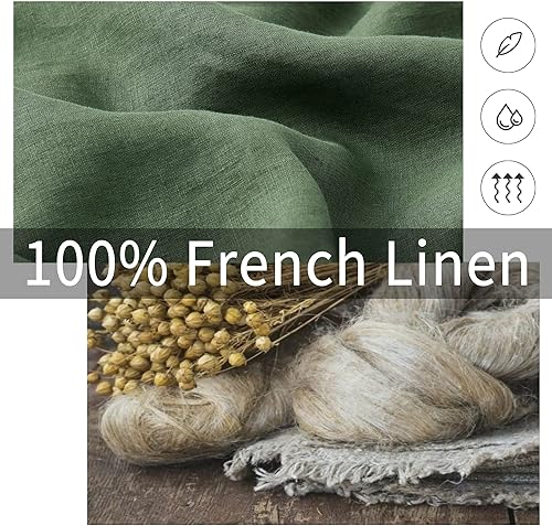 Miniatura 4 de ATLINIA Juego de 2 fundas de almohada de lino estándar 20 x 26 pulgadas, fundas protectoras de almohada neutras refrescantes, color verde