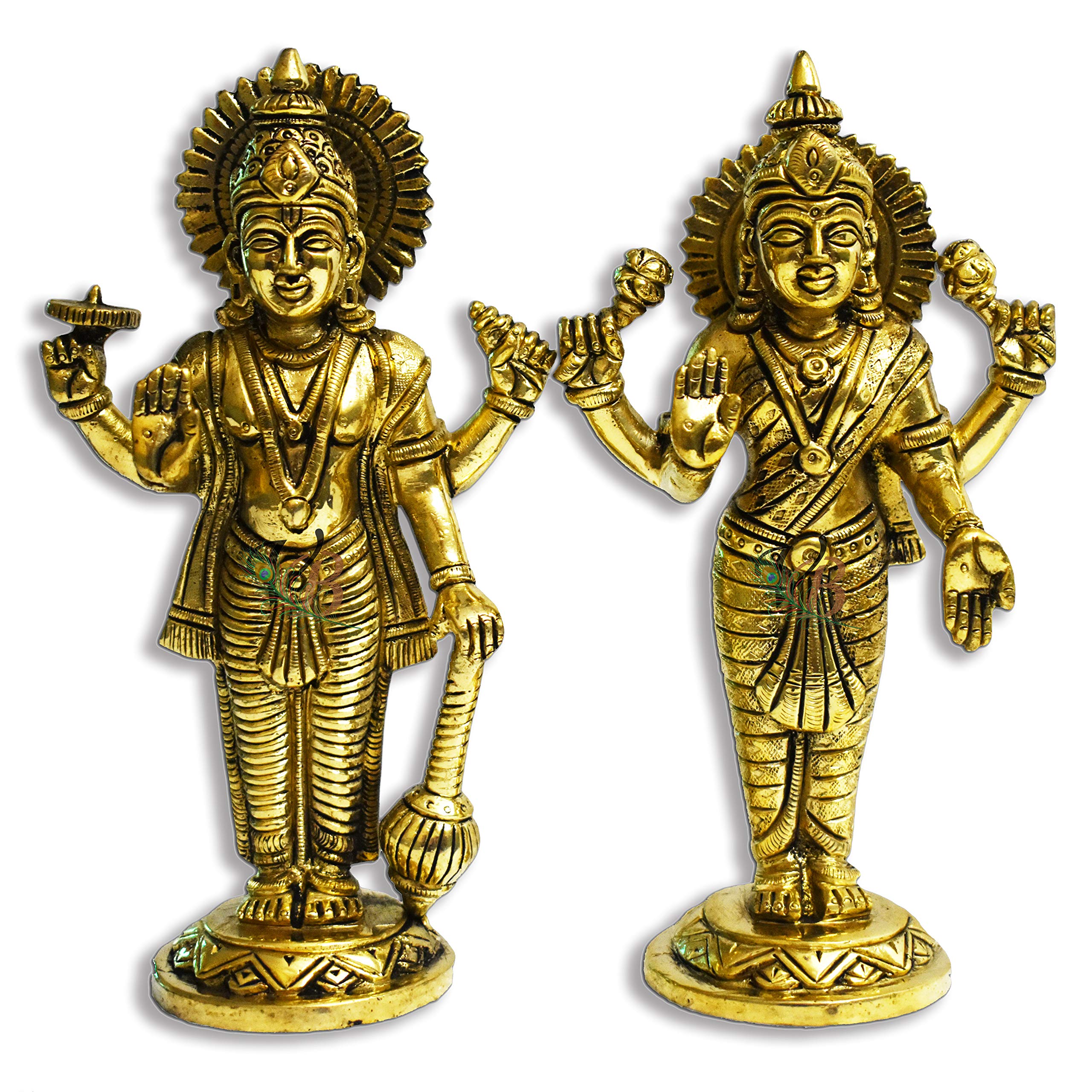 Statue Lord Vishnu et Laxmi en laiton harmonie et protection