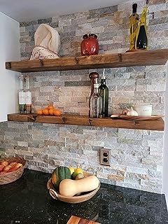joelsantiques 36 Inch Floating Shelves - 36x9x2 in Wood Wall Shelf, Natural Wooden Home Decor for Living Room Kitchen Bedroom, Easy Hang, Hand Hewn, Medium Brown