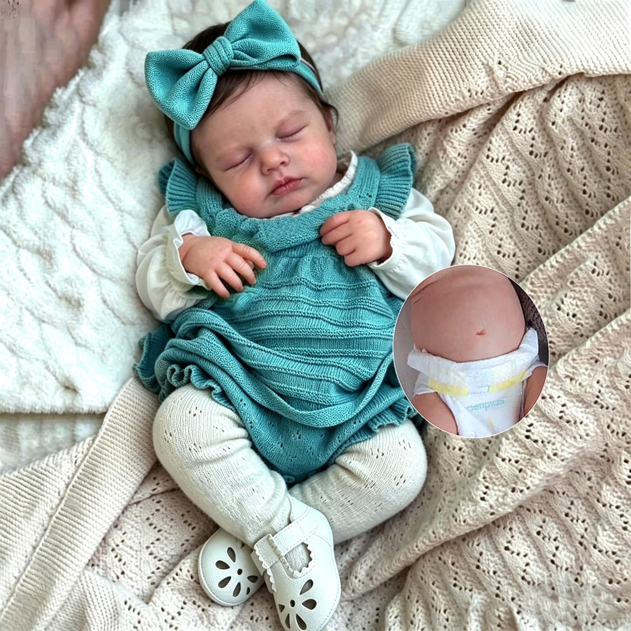 Zero pam Reborn Baby Mädchen 50CM Reborn Baby Lebensecht, Reborns Puppen Lebensecht, Lebensechte Babypuppen Wie Echt, Echte Puppe Mit Haaren