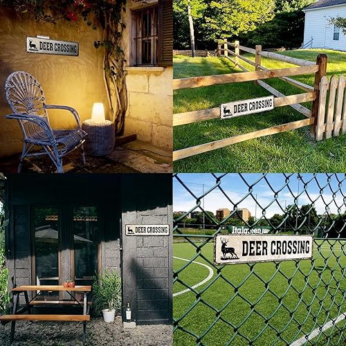 Miniatura 6 de SOYAVE Letrero de metal con diseño de ciervo de metal retro retro para decoración del hogar, letrero de advertencia de calle y carretera, decoración