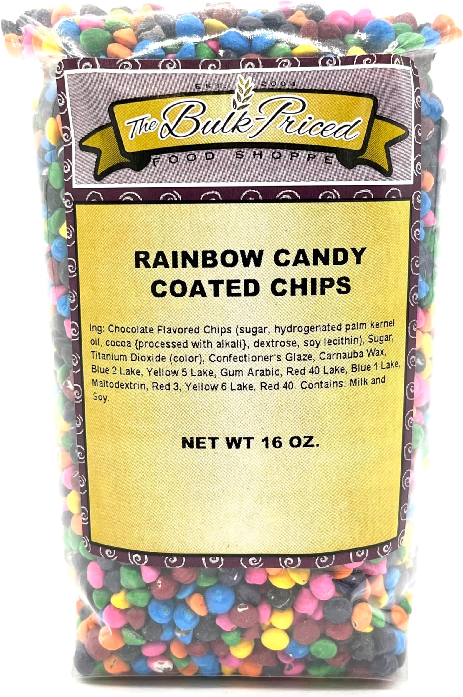 Rainbow Candy Coated Chocolate Chips, Bulk Size (1 lb. Resealable Zip Lock Stand Up Bag)