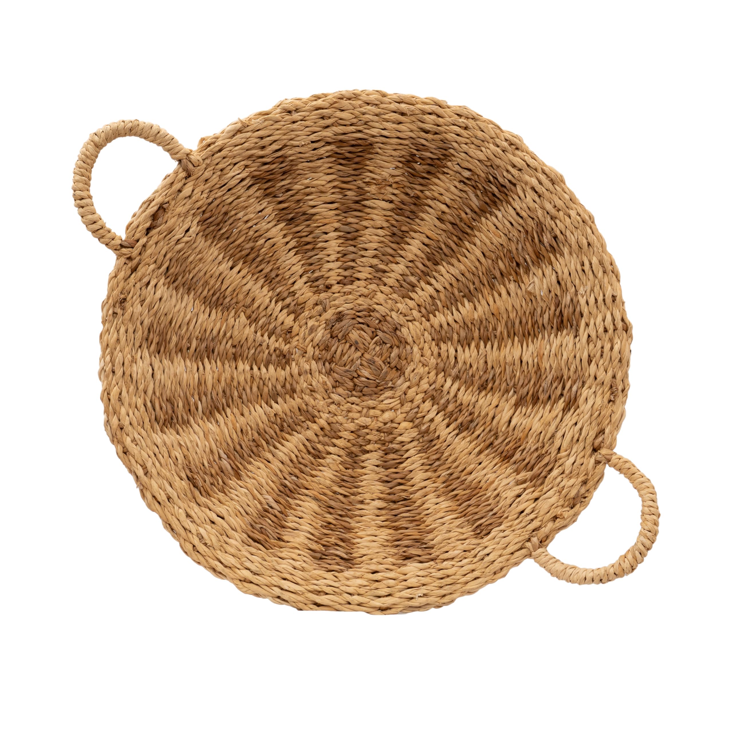 Arthur Cameron - Bagshi Handwoven Natural Seagrass Tray – Round Decorative Tray & Versatile Serving Tray with Handles – Artisanal Coffee Table Organiser or Wall Display (Large)