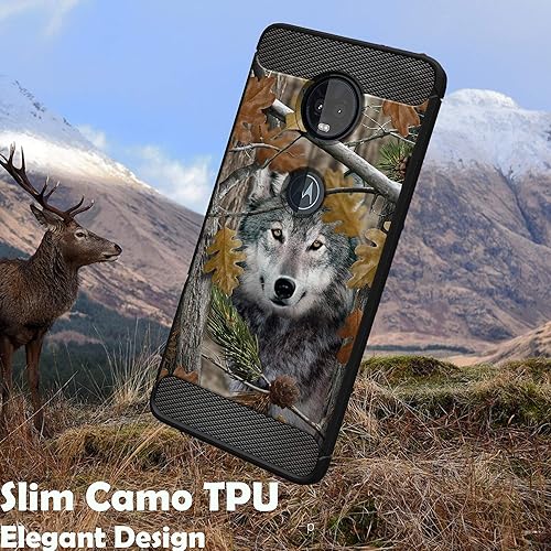 Miniatura 2 de CasesonDeck - Funda de lobo compatible con Motorola Moto G6 ForgeMoto G6 Play, serie Hunters delgada, sin textura de fibra de carbono, material de