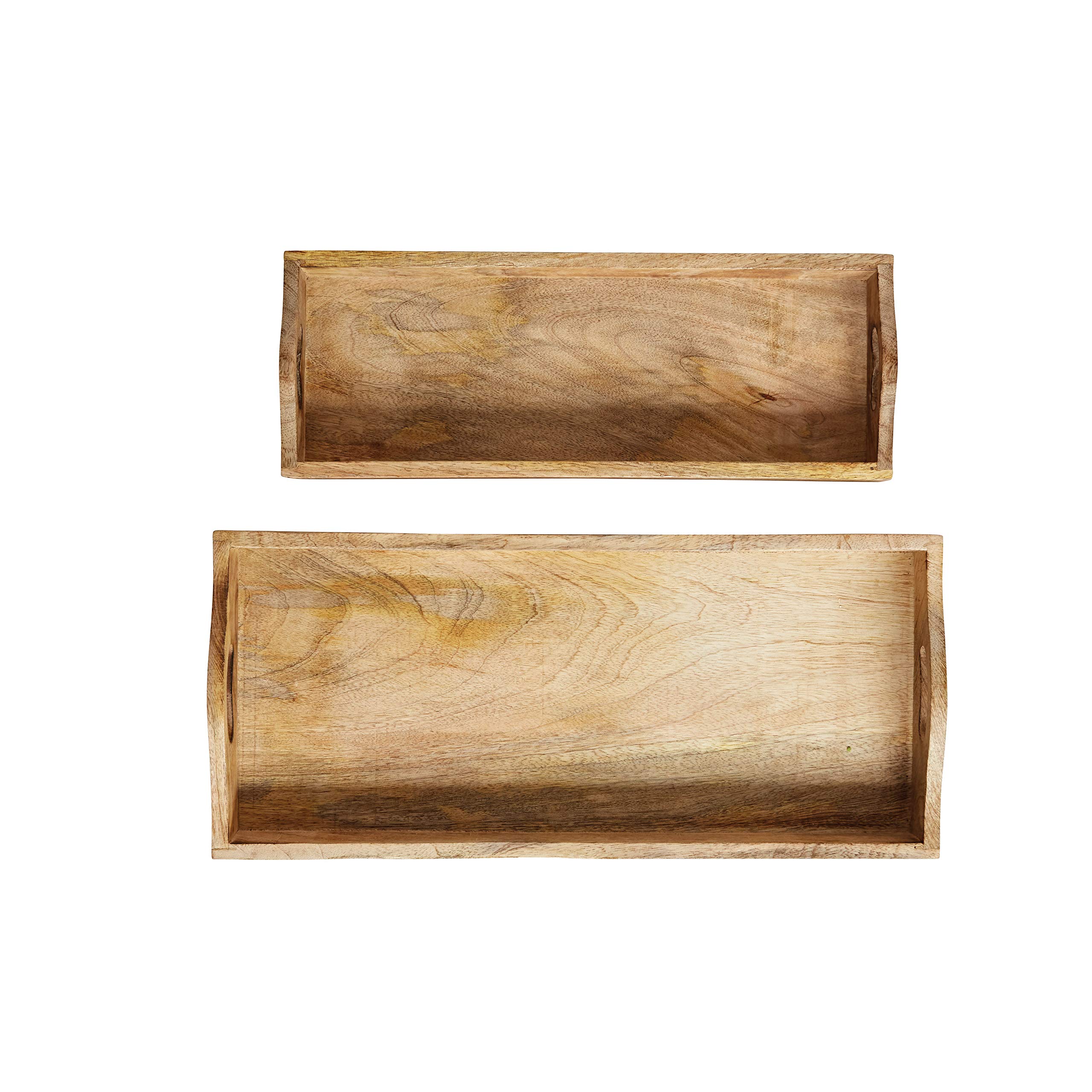 Creative Co-Op Rectangle Mango Wood Trays (Set of 2 Sizes)
