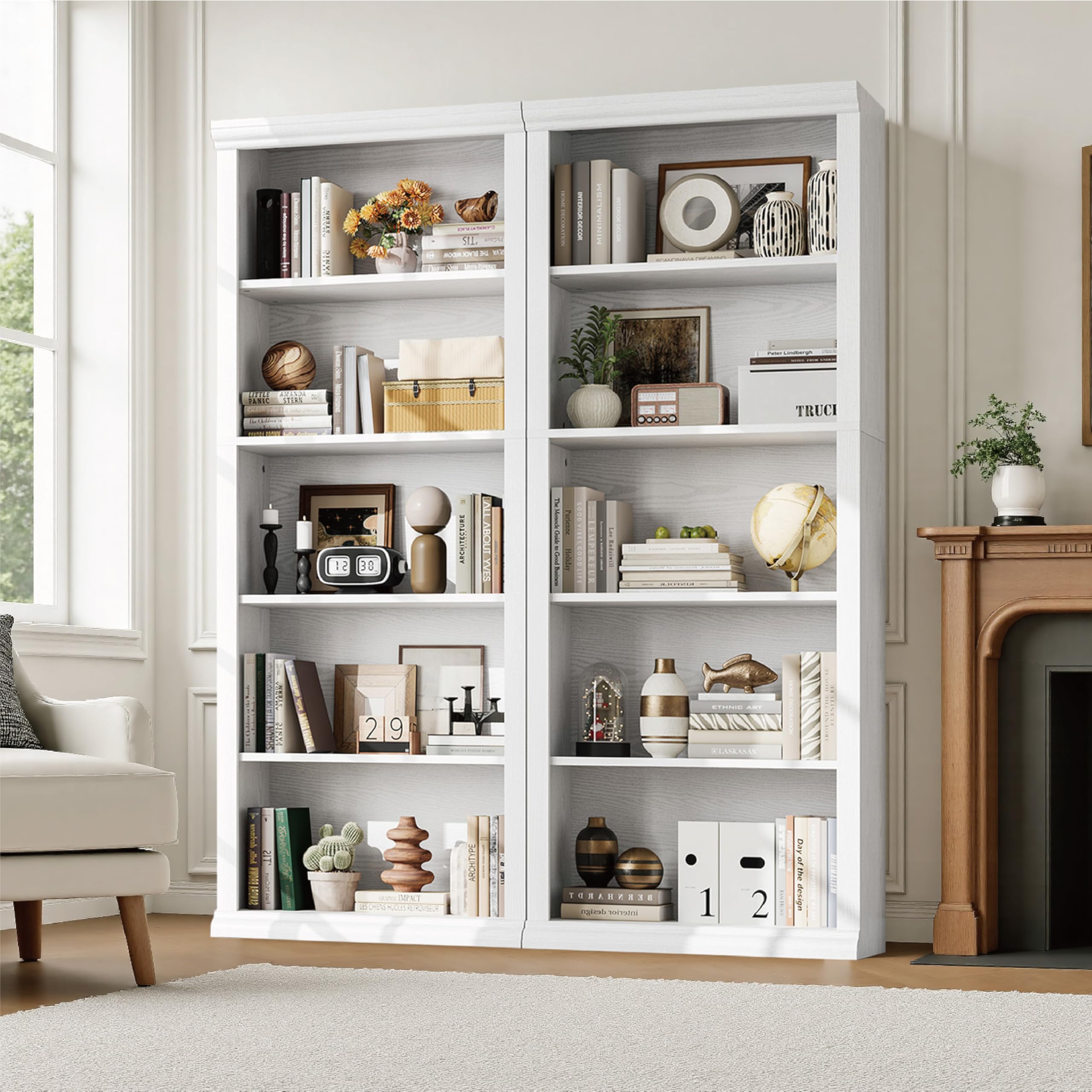EOSVALO Bücherregal 5-stöckig, 60x29.7x153cm, Weiß
