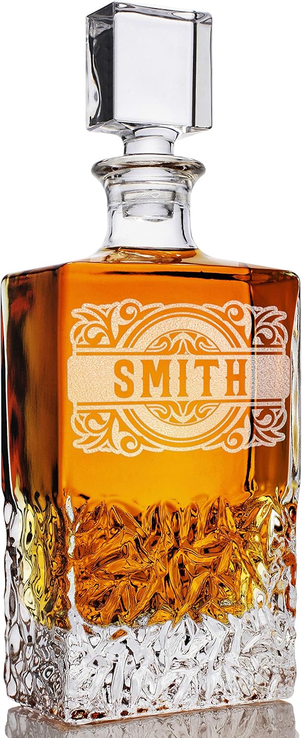 Personalized Whiskey Decanter Set – Custom 5-Pc Liquor Gift Set with 4 Glasses & Engraved Decanter – 800ml – Men’s Gift, Housewarming, Retirement, #4 - Image 7