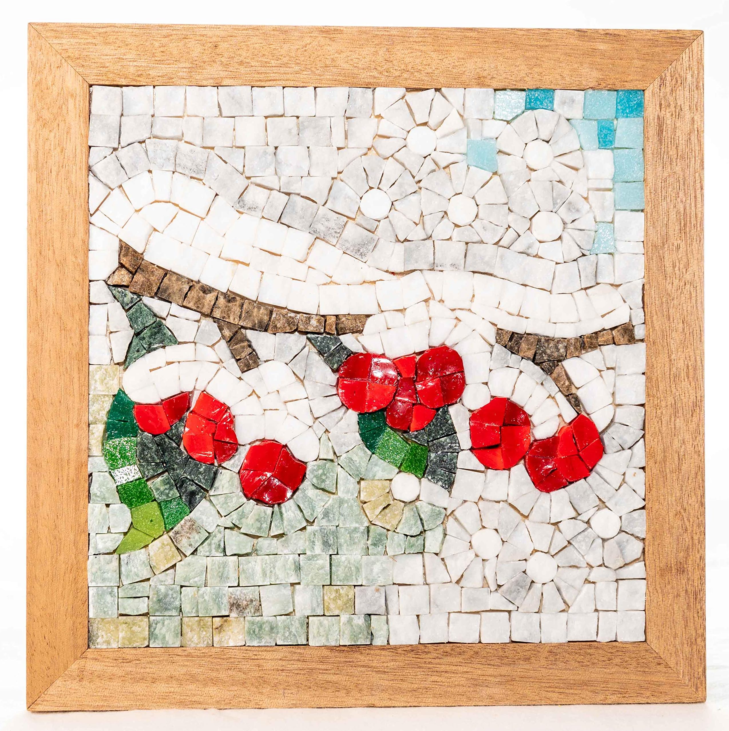 MyriJoy - Mosaic Kit for Adults - Four Seasons Winter 9"x9" - DIY Craft Kit - Original Gift Idea - Creative Hobby - 9''x9''/ 23x23cm - Italian Marbles and Venice Murano Glass Tiles