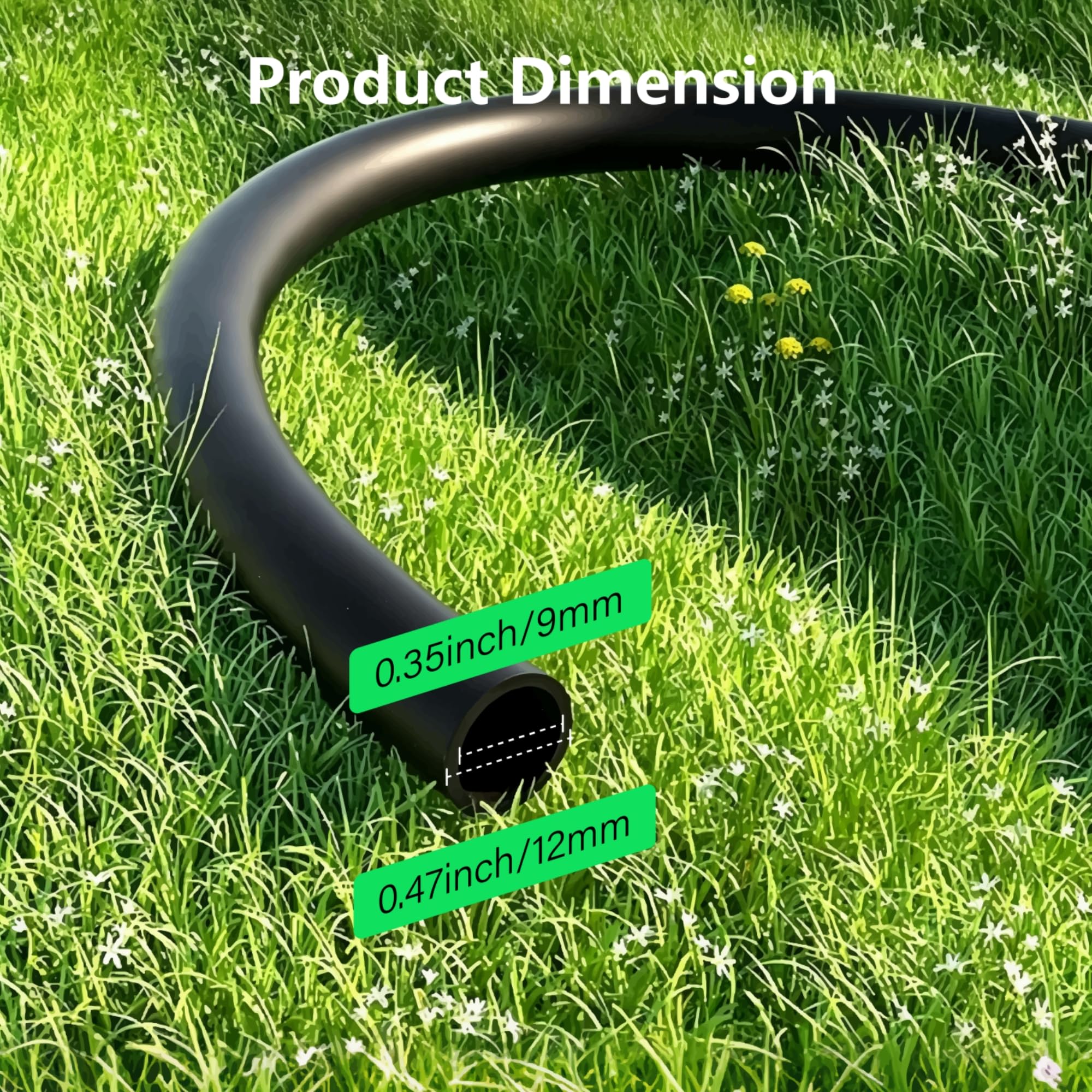 Système d'irrigation de jardin de 70 m avec 40 buses et émetteurs, système d'arrosage automatique avec 1/2" (9 mm ID, 12 mm OD) et 1/4" et raccords barbelés, pour plates-bandes surélevées