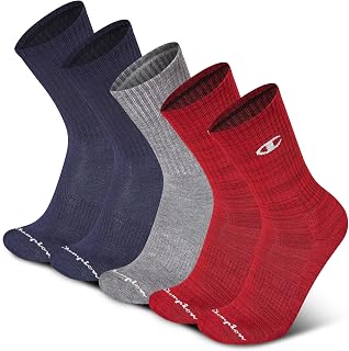 Champion Men's Cushioned Crew Socks 5-Pack - Moisture-Wicking Athletic Crew Socks with Arch Support (Sizes 6-12)