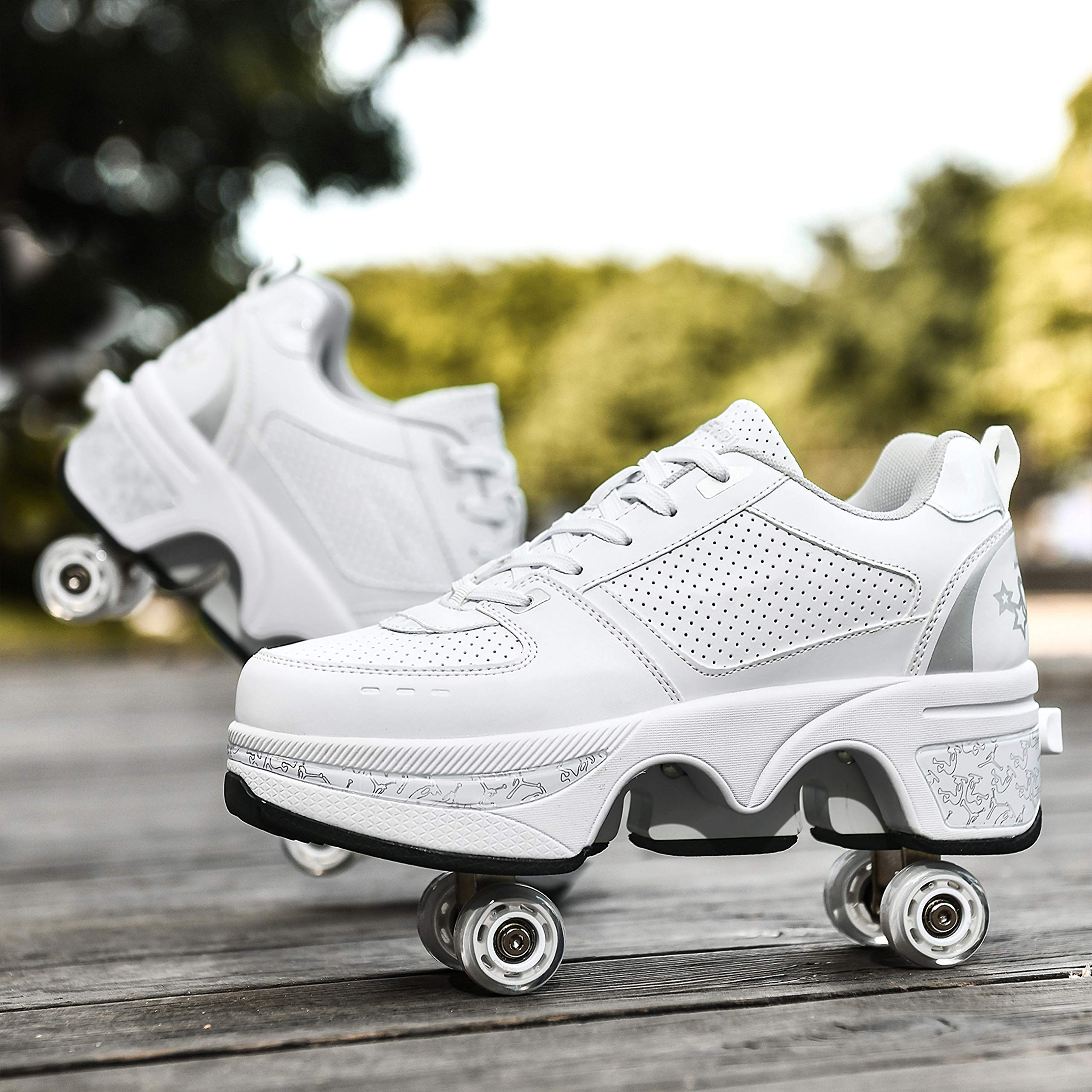 Damen und Mädchen Rollschuhe 2-in-1 Sneakers mit Rollen für Kinder
