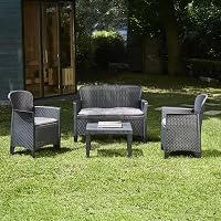 Dmora - Set salotto da esterno Ostuni, Set da giardino con 2 poltrone