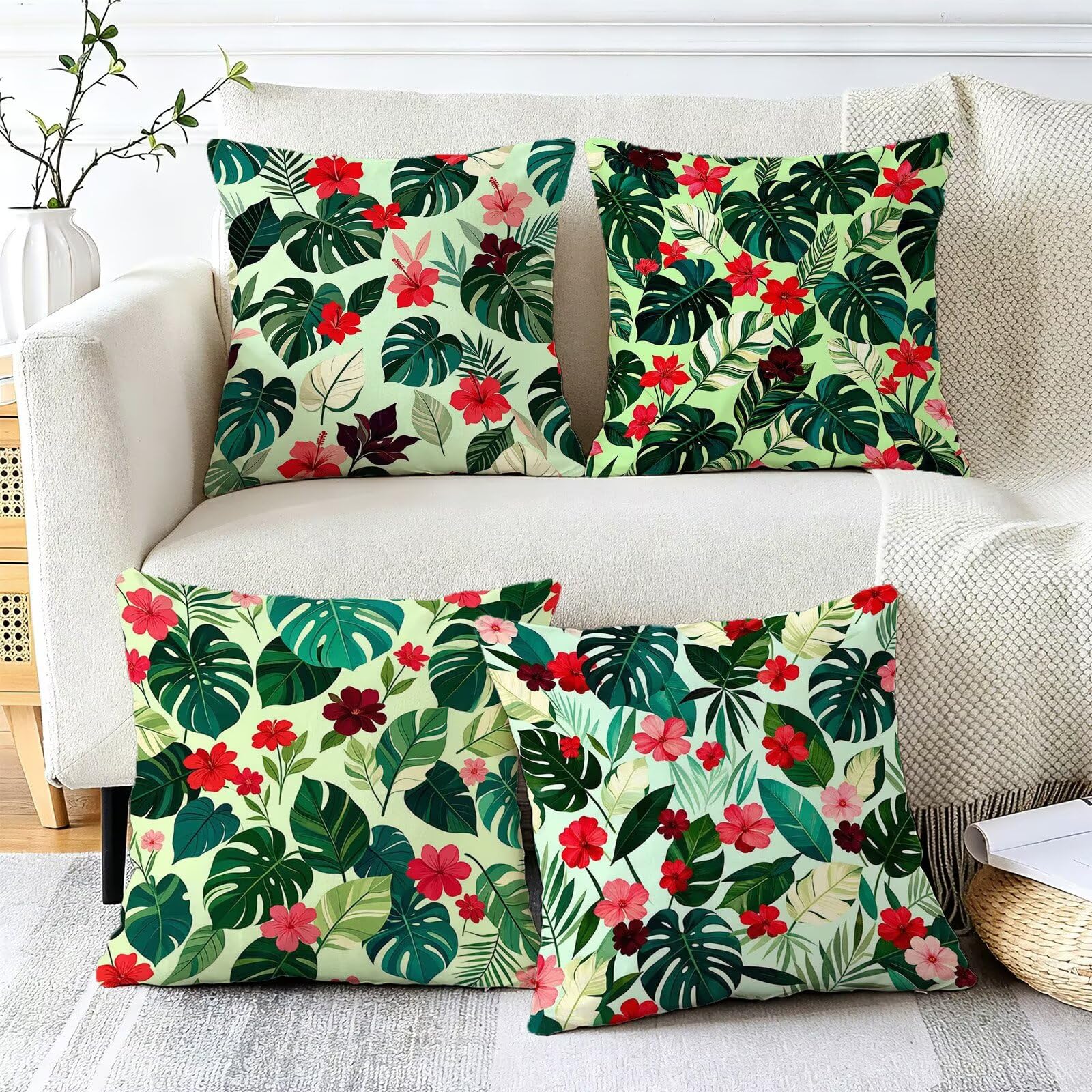 Verde Federe Cuscini Divano 70x70cm, Cuscini da Esterno Set de 4, Cod-440