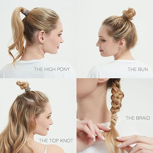 Miniatura 4 de Lazos para el cabello de mujer para cabello grueso o rizado. Soportes antideslizantes para coletas deportivas, 0.315 in, 12 unidades, beige