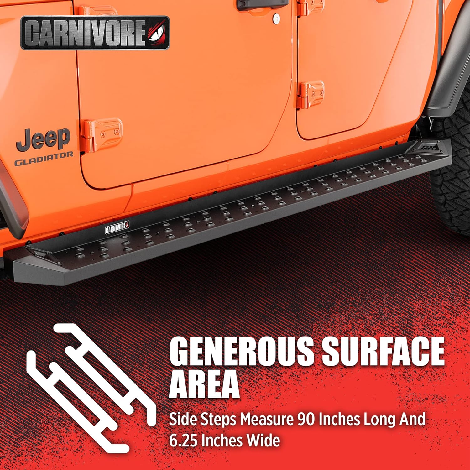 Carnivore Side Steps - Fits Jeep Gladiator JT 2020-2023 - Jeep Gladiator Side Steps Jeep Gladiator Running Boards Jeep Gladiator Step Bars Jeep Gladiator Steps - Built for Anything - Adventure Ready
