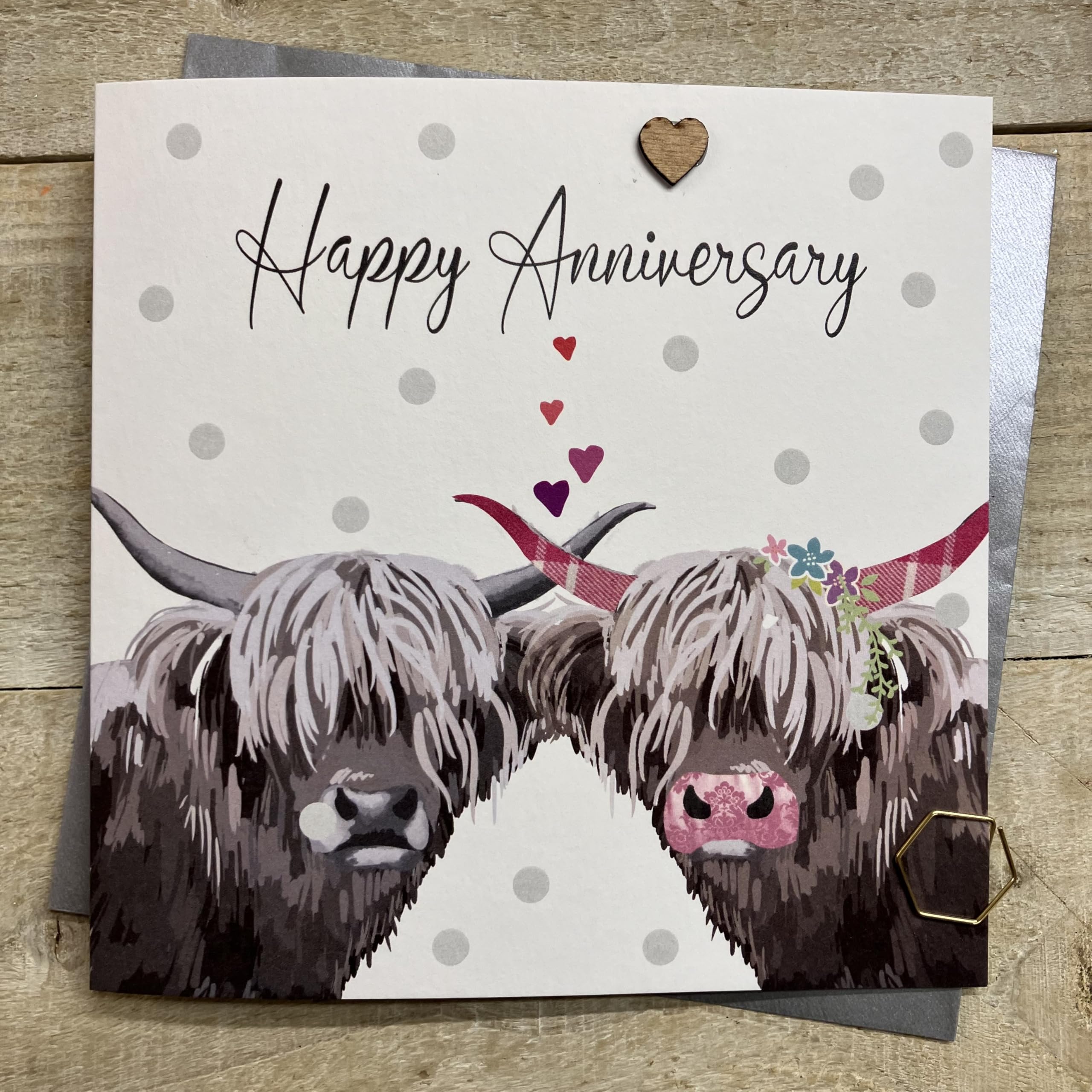 WHITE COTTON CARDS HIGHLAND COW ANNIVERSARY CARD, HANDMADE (S633)