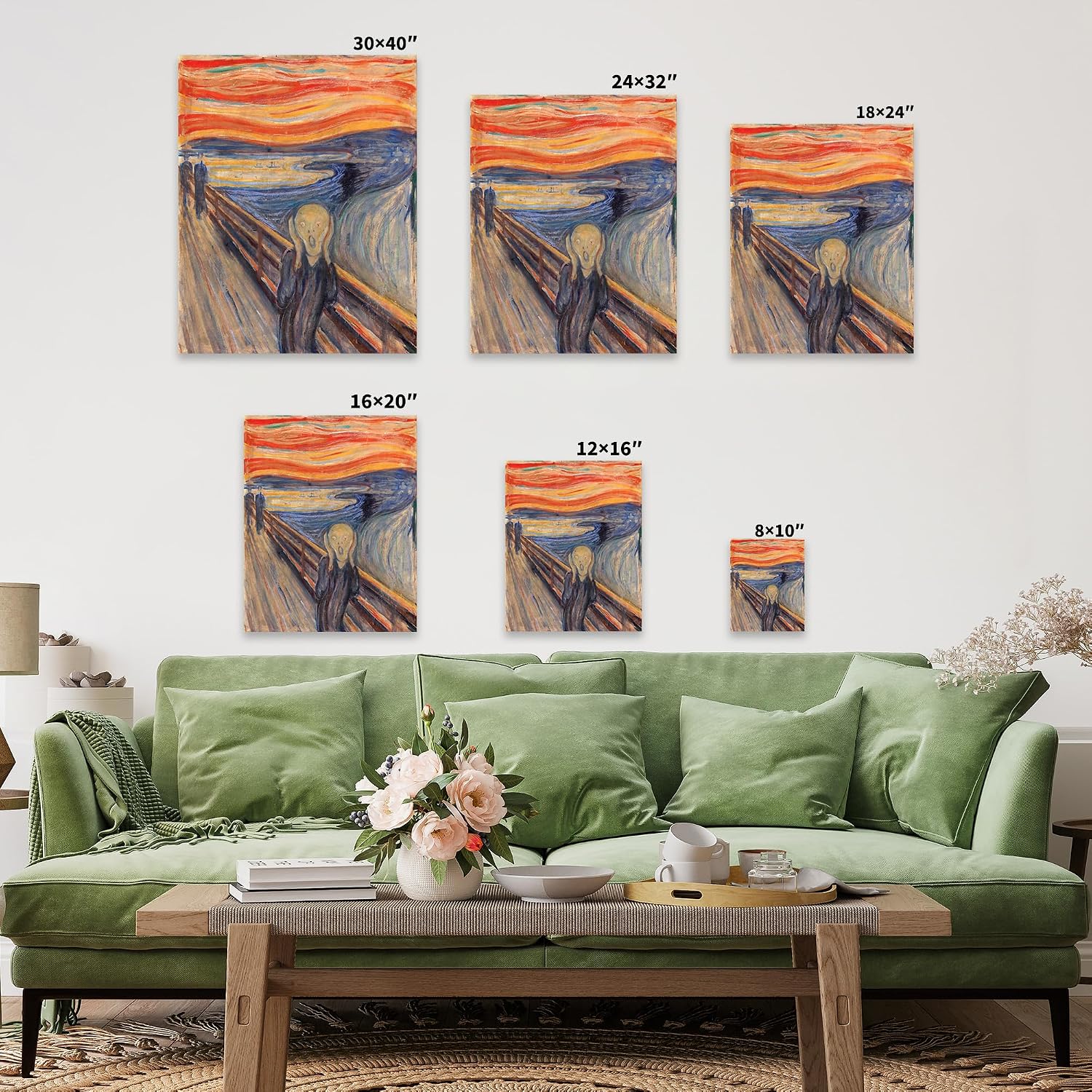 Poster Master Munch Canvas - Retro The Scream Painting Print - Expressionism Art - Gift for Men, Women - Abstract Wall Decoration for Bedroom, Living Room, Office - 8x10 STRETCHED Canvas