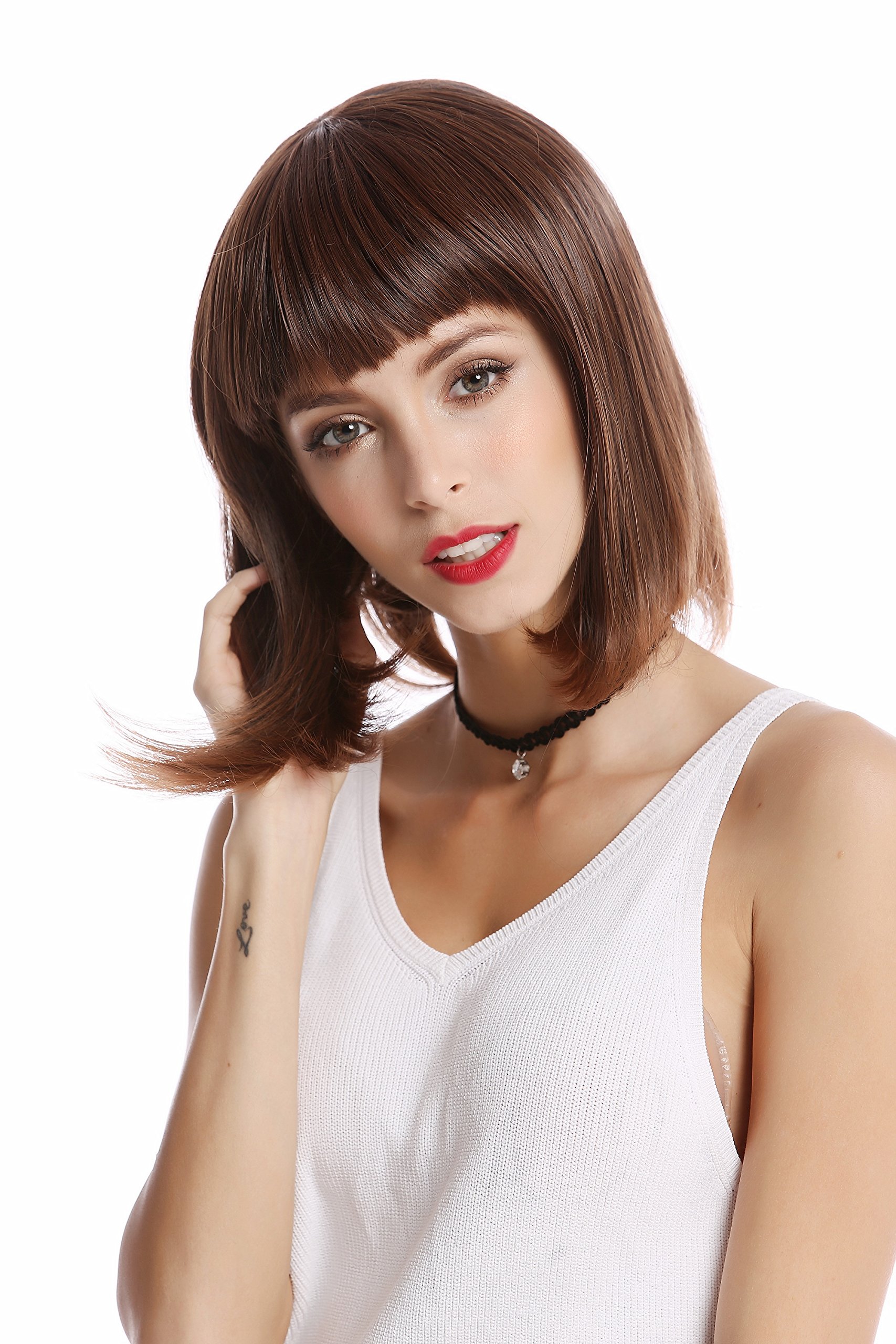 WIG ME UP - YZF-4375-4/30 Lady Quality Wig short shoulder length Bob Longbob straight bangs chestnut brown mix - Image 3