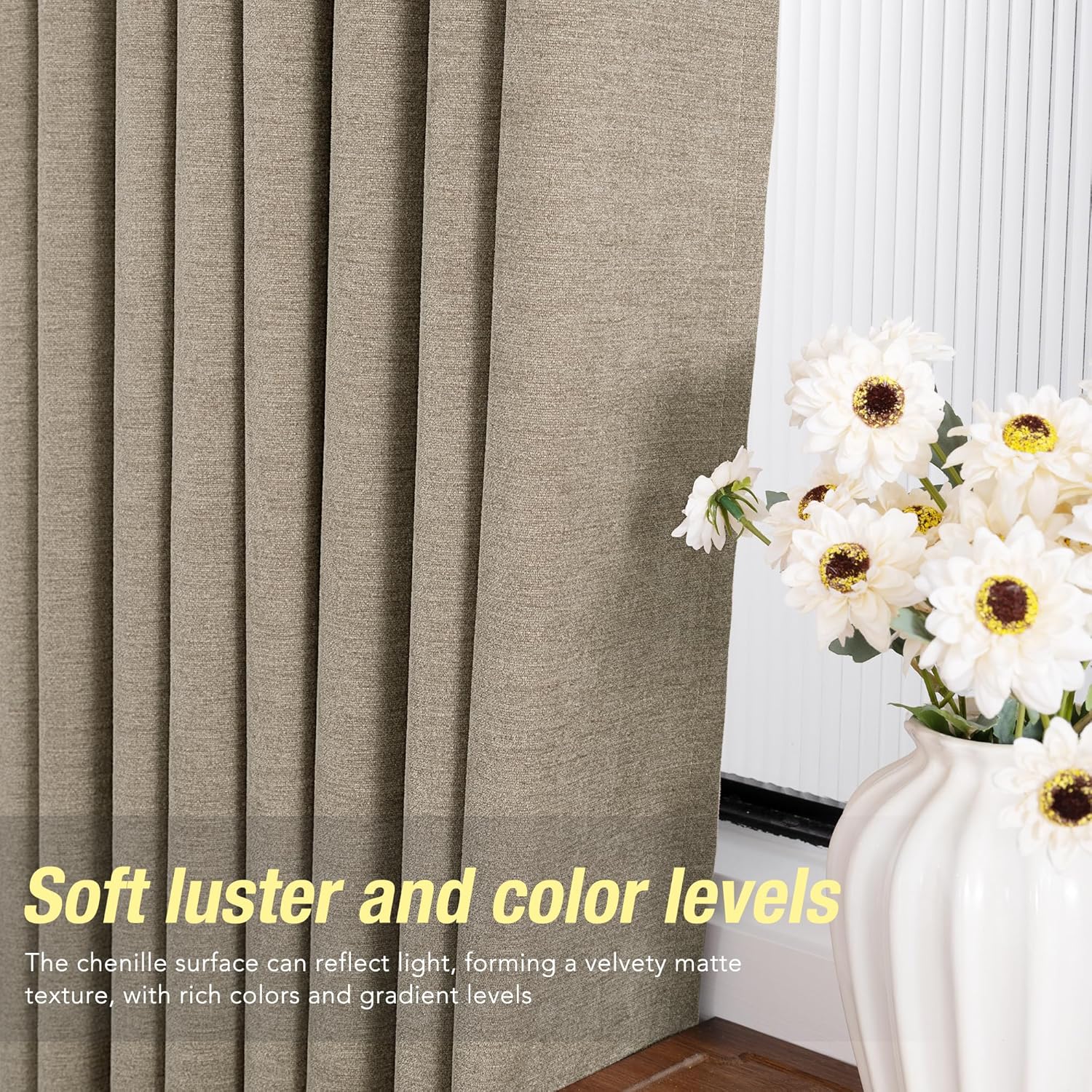 Brown Blackout Curtains 120 inch Long for Bedroom Grommet Chenille Velvet Curtain Light Blocking Thermal Insulated Rustic Textured Modern Farmhouse Living Room Black Out Drapes Dark Brown 2 Panels