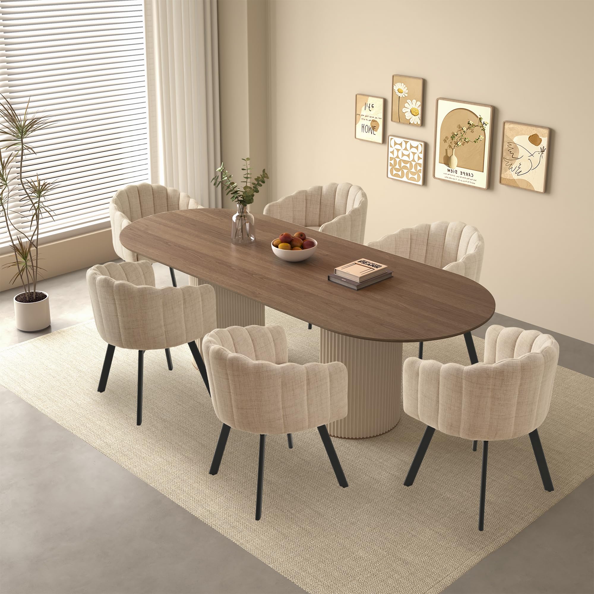 Sillas de comedor giratorias, juego de 2 sillas giratorias de comedor con reposabrazos, sillas tapizadas de tela de lino, sillas giratorias con patas de metal, sillas de cocina, sillones de