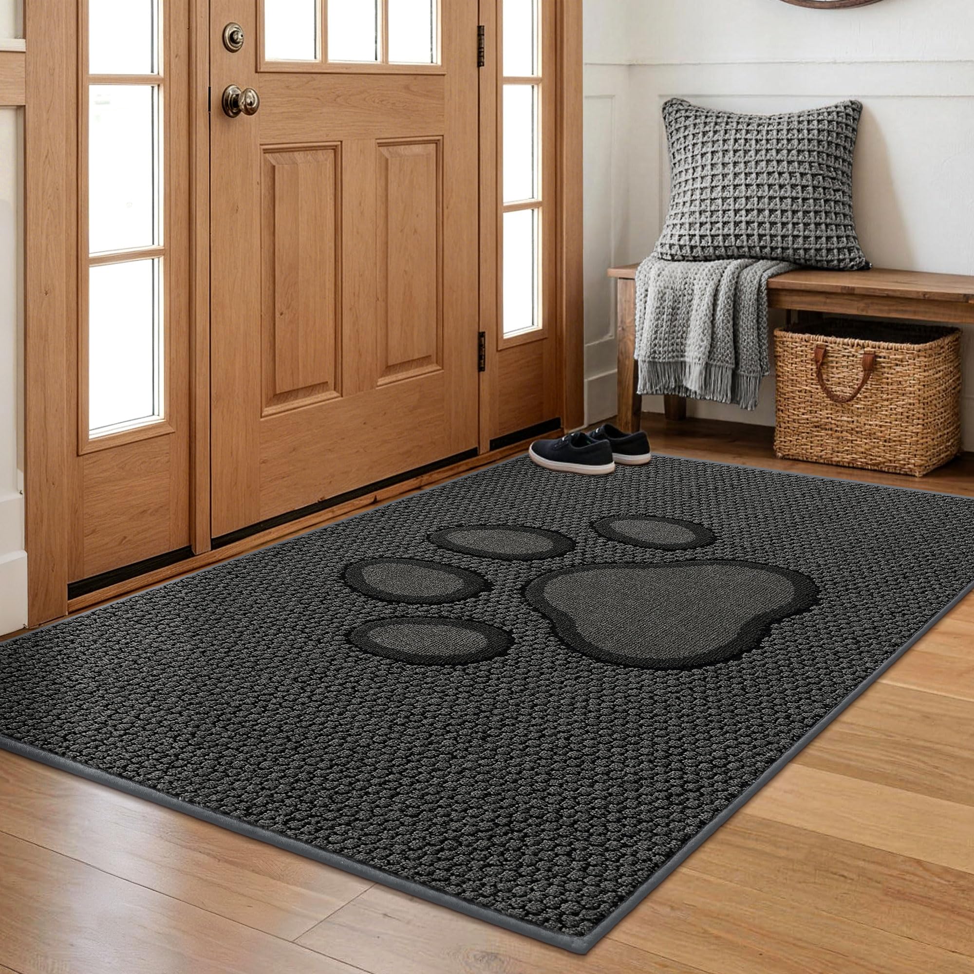Dog Door Mat - Paw Print Entry Rug -13