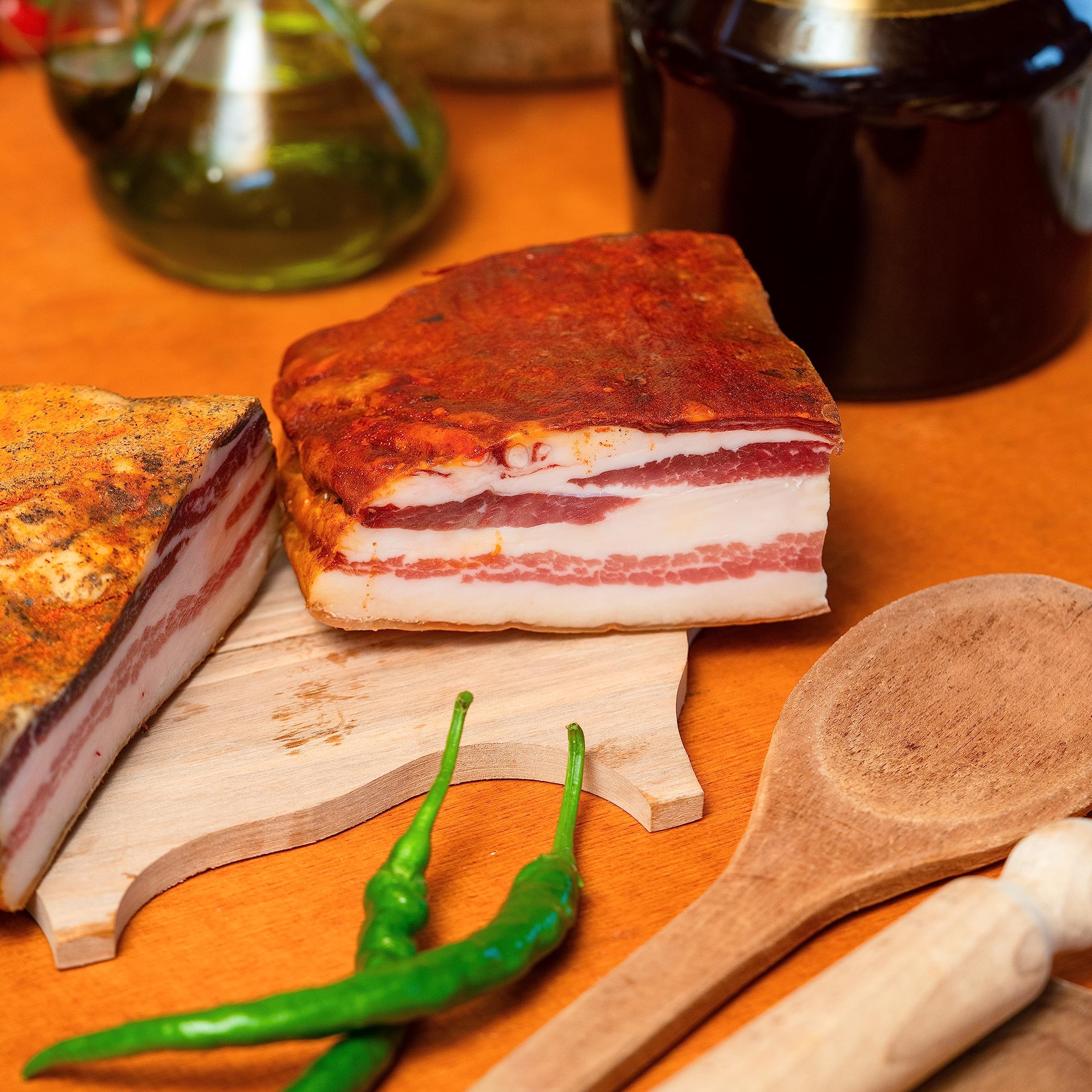 Guanciale Calabrais - 2 Pièces Entières de 400g Chacune - Produits Alimentaires Italiens De Calabre - Charcuteries Artisanales, Idéal Pour Carbonara, À TRANCHER