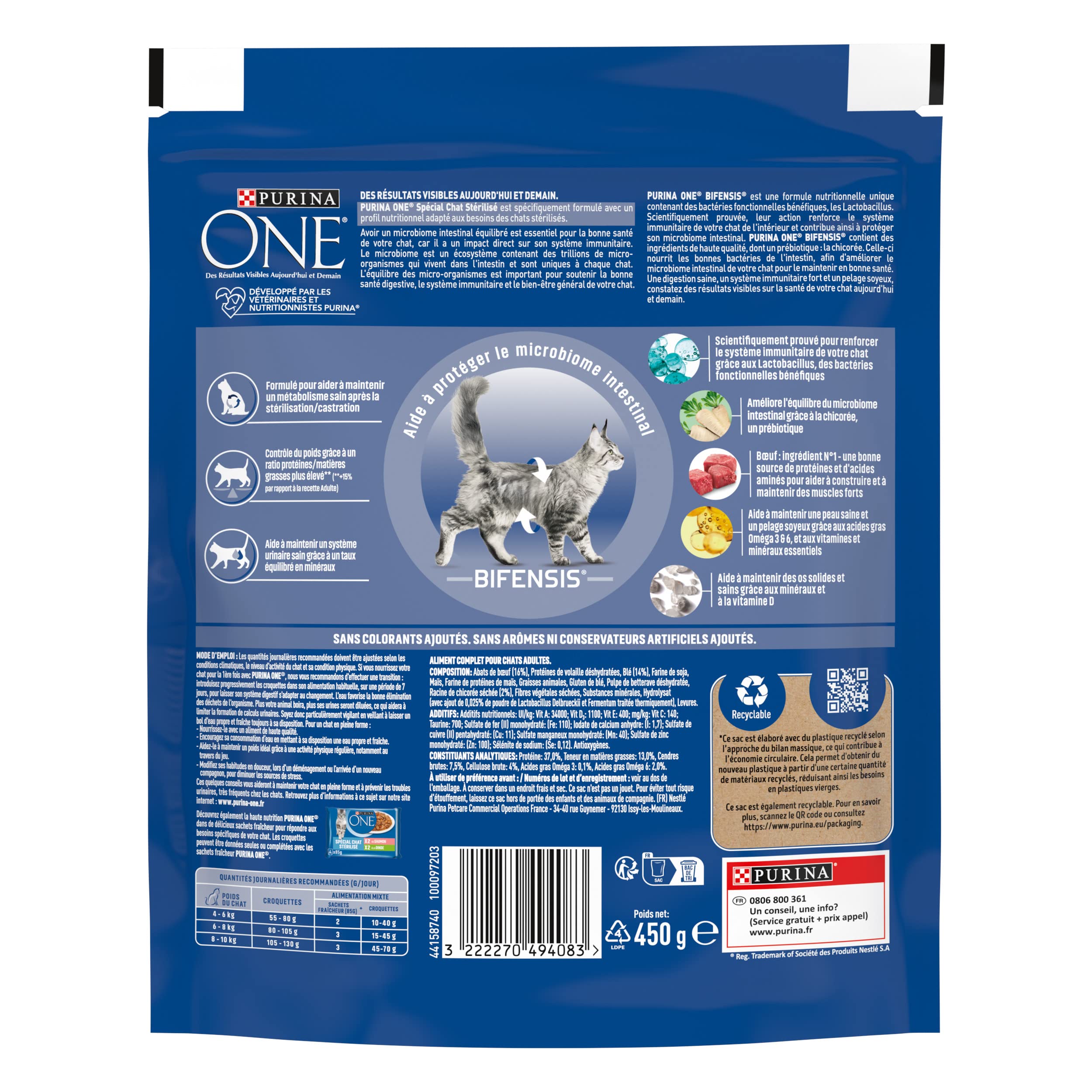 Futterkroketten für Katzen von Purina One, speziell für ausgewachsene Katzen, sterilisiert, Größe und Geschmack wählbar.