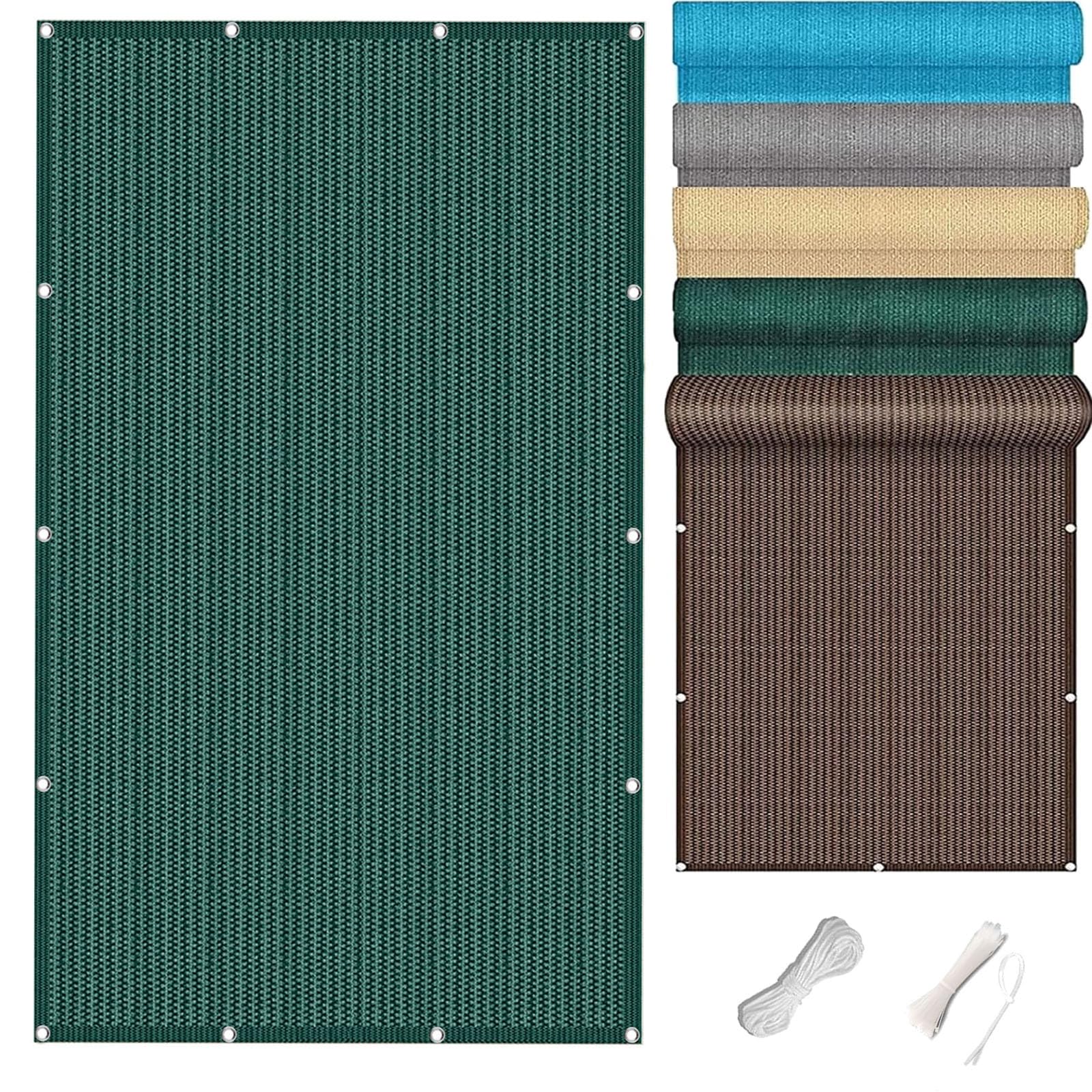Pantalla de Privacidad 0.9 x 6.6 m Resistente Al Viento Transpirable Lona de Protección Solar y contra El Viento Malla Sombreo con Ojales para Terraza, Verde Oscuro