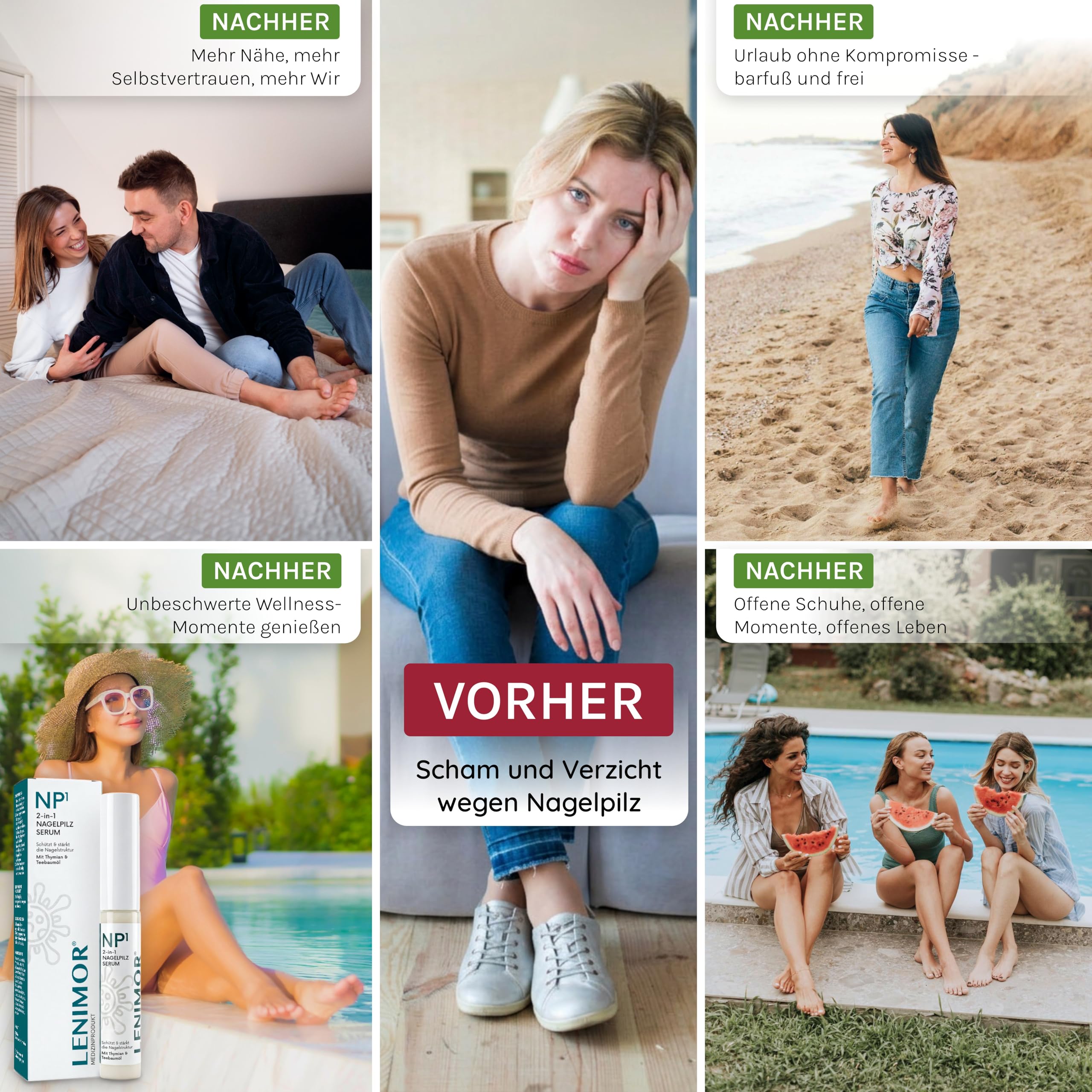 LENIMOR® NP1 | PREMIUM NAGELPILZ 2-in-1 für schöne & gesunde Nägel 10ml | CE-Medizinprodukt | Natürliche Formel mit Teebaumöl & Vitamin E | Nagelhärter | Made in Italy