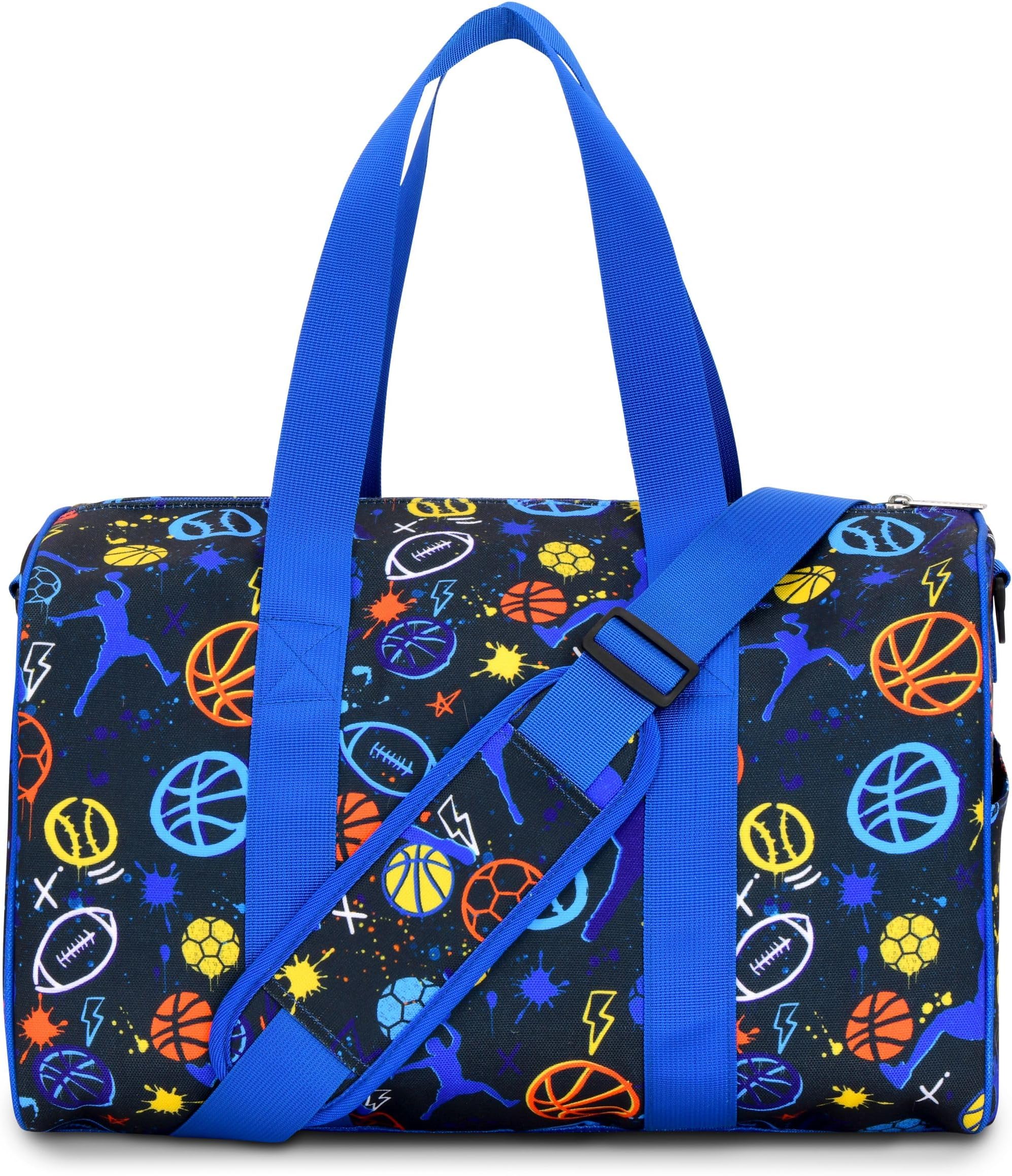 iscreamCorey Paige Designs 17" x 11" Duffle Bag with Sturdy Nylon Exterior for Sport and Travel with Adjustable Strap - Bold Sports