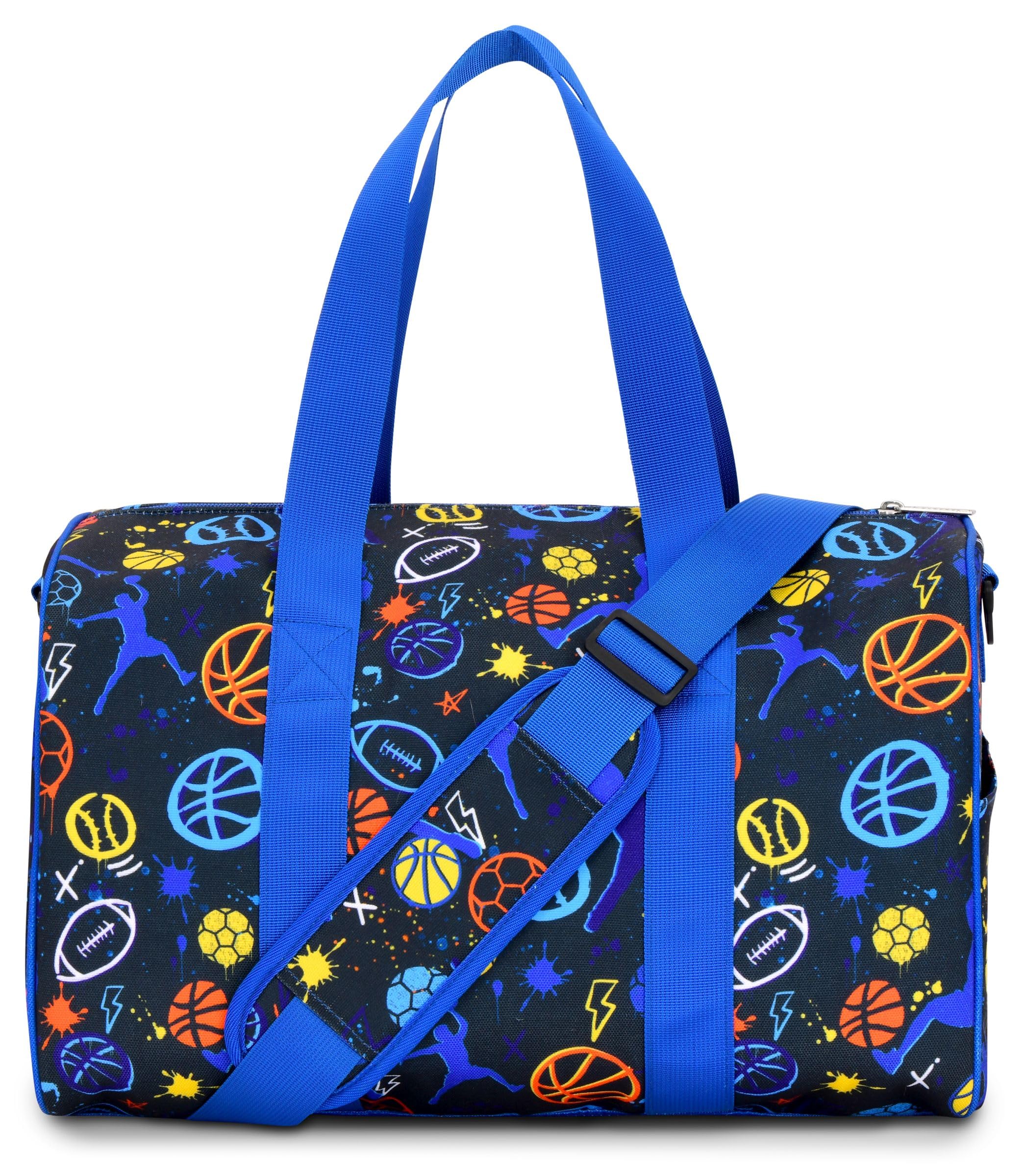 iscreamCorey Paige Designs 17" x 11" Duffle Bag with Sturdy Nylon Exterior for Sport and Travel with Adjustable Strap - Bold Sports