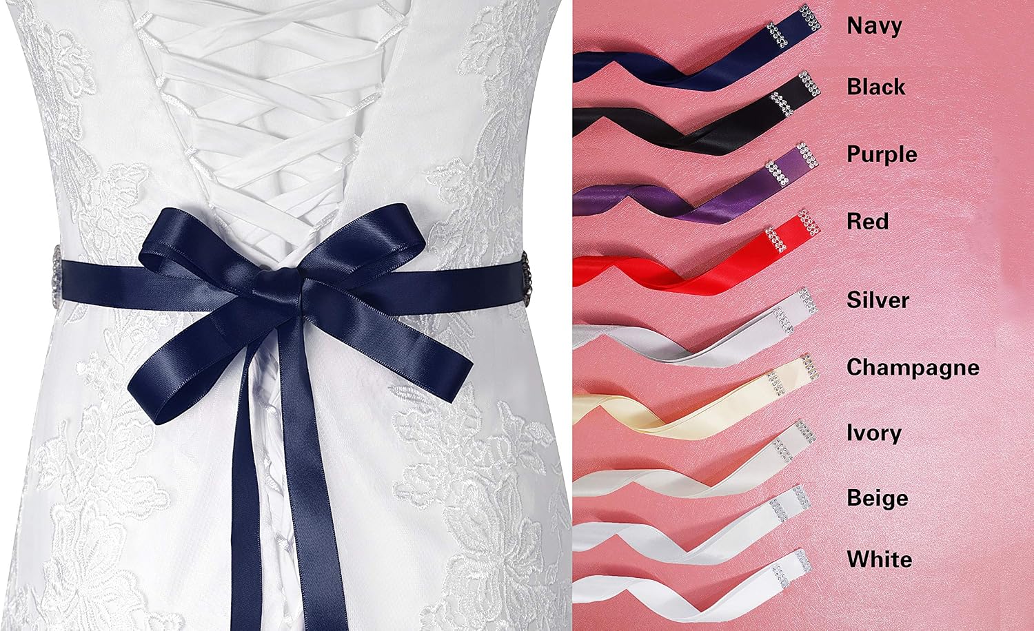Lovful Bridal Crystal Rhinestone Braided Wedding Dress Sash Belt