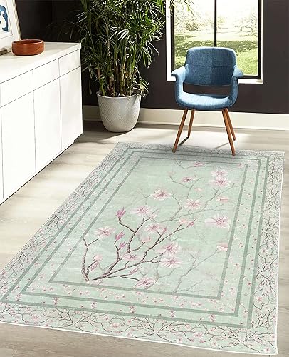 Miniatura 4 de Ambesonne Alfombra decorativa de flores de manzana, ramas de temporada de primavera y flores que florecen en el jardín, alfombra de calidad para