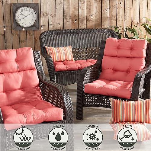 Miniatura 6 de Greendale Home Fashions Cojines para silla de respaldo alto de 44 x 22 pulgadas, 2 unidades (paquete de 1), color coral
