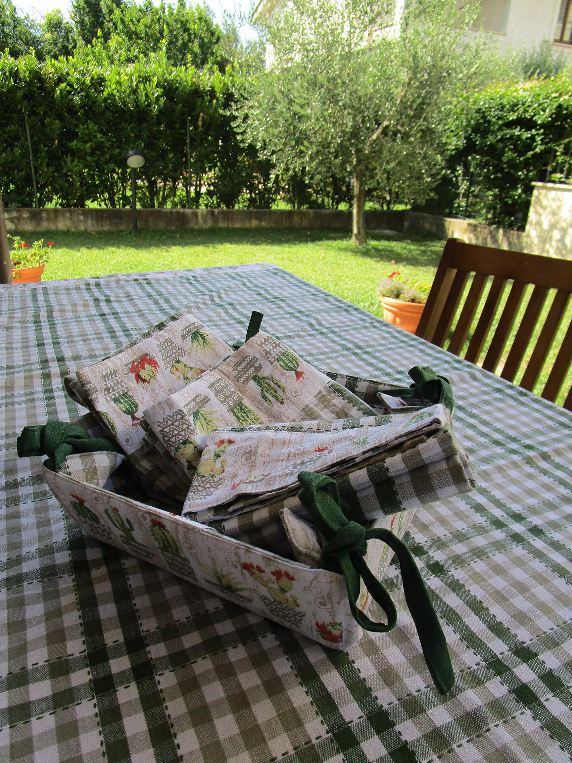 Tovaglia quadrata in cotone con stampa floreale verde 140x140 cm Suzie