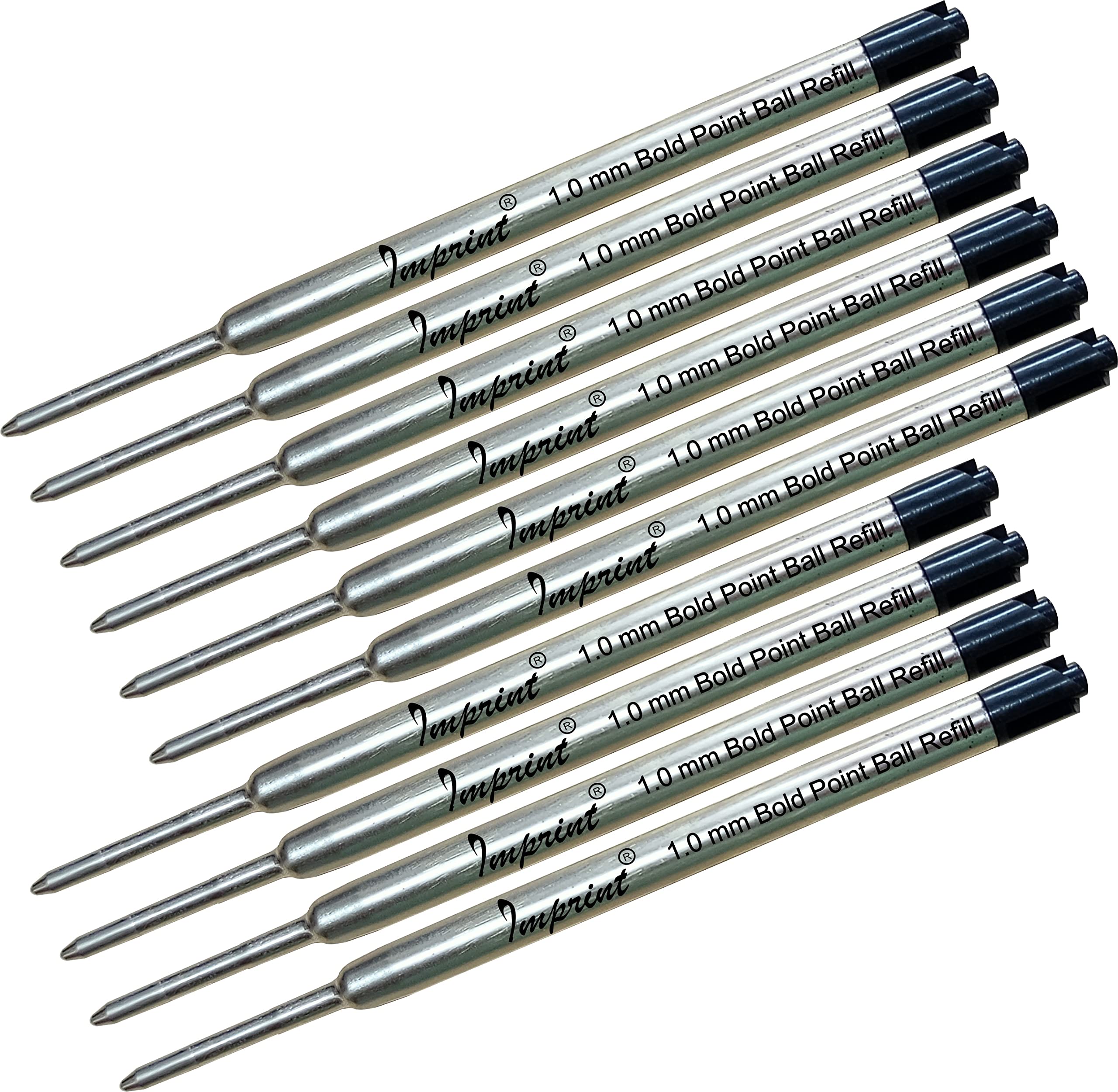 IMPRINT Black Ink Bold Metal Body Pen Jotter Refills Pack of 10 Smooth Flow 1.0 mm