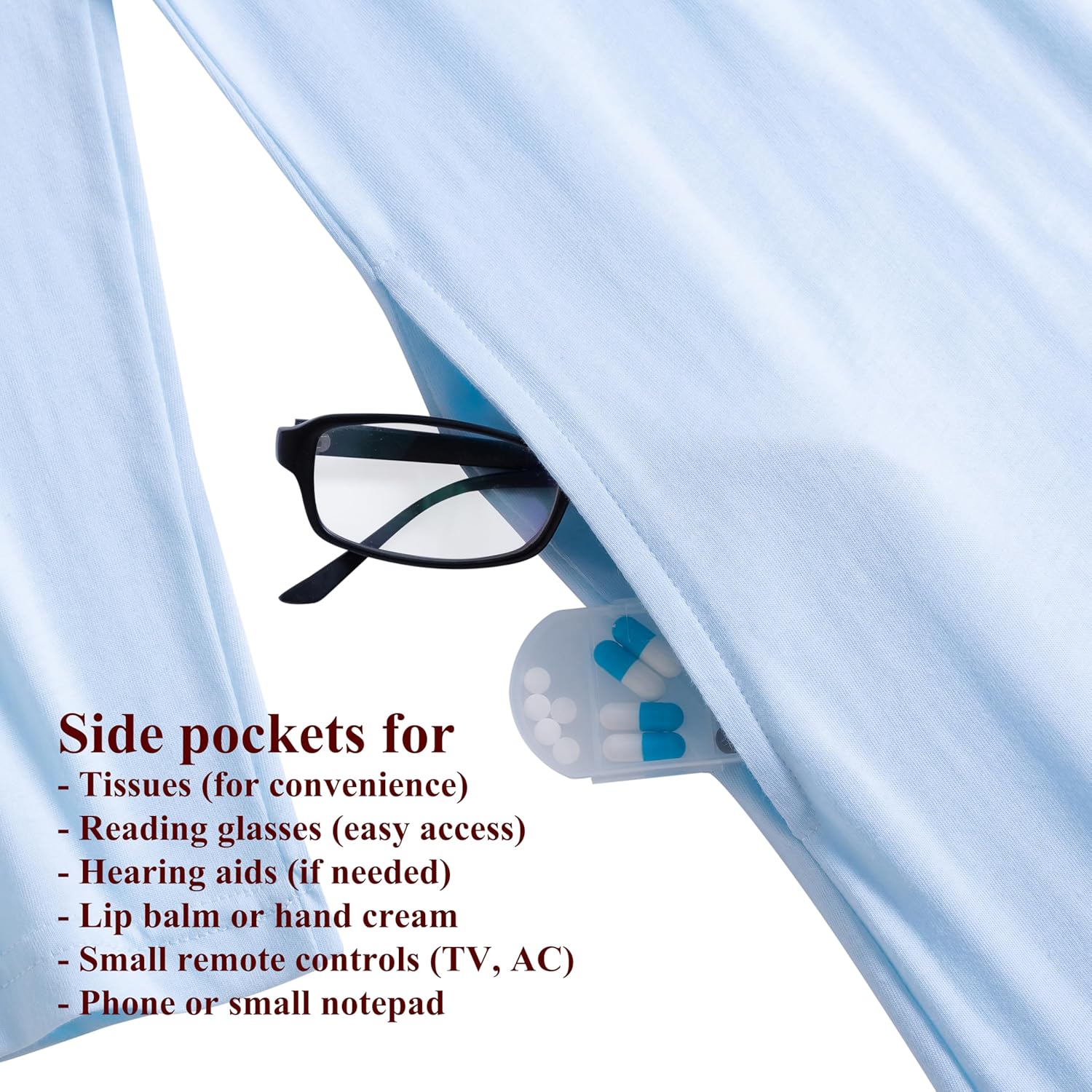 Keyocean Nightgowns for Women with Pockets Soft Cotton Comfy Lightweight Long Sleeves Ladies Nightdress - Image 5