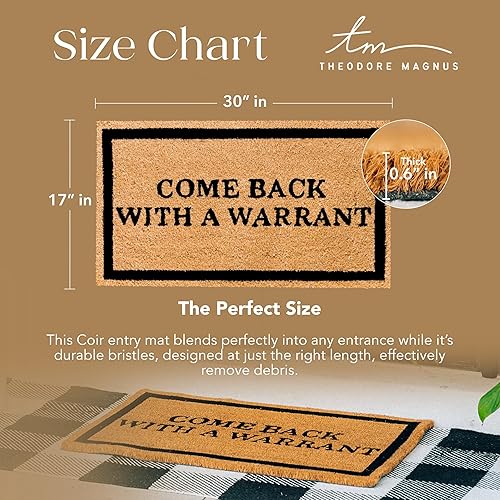 Miniatura 3 de THEODORE MAGNUS - Felpudo de fibra de coco natural con parte trasera antideslizante, 17 x 30cm6.7 x 11.8, para exterioresinteriores