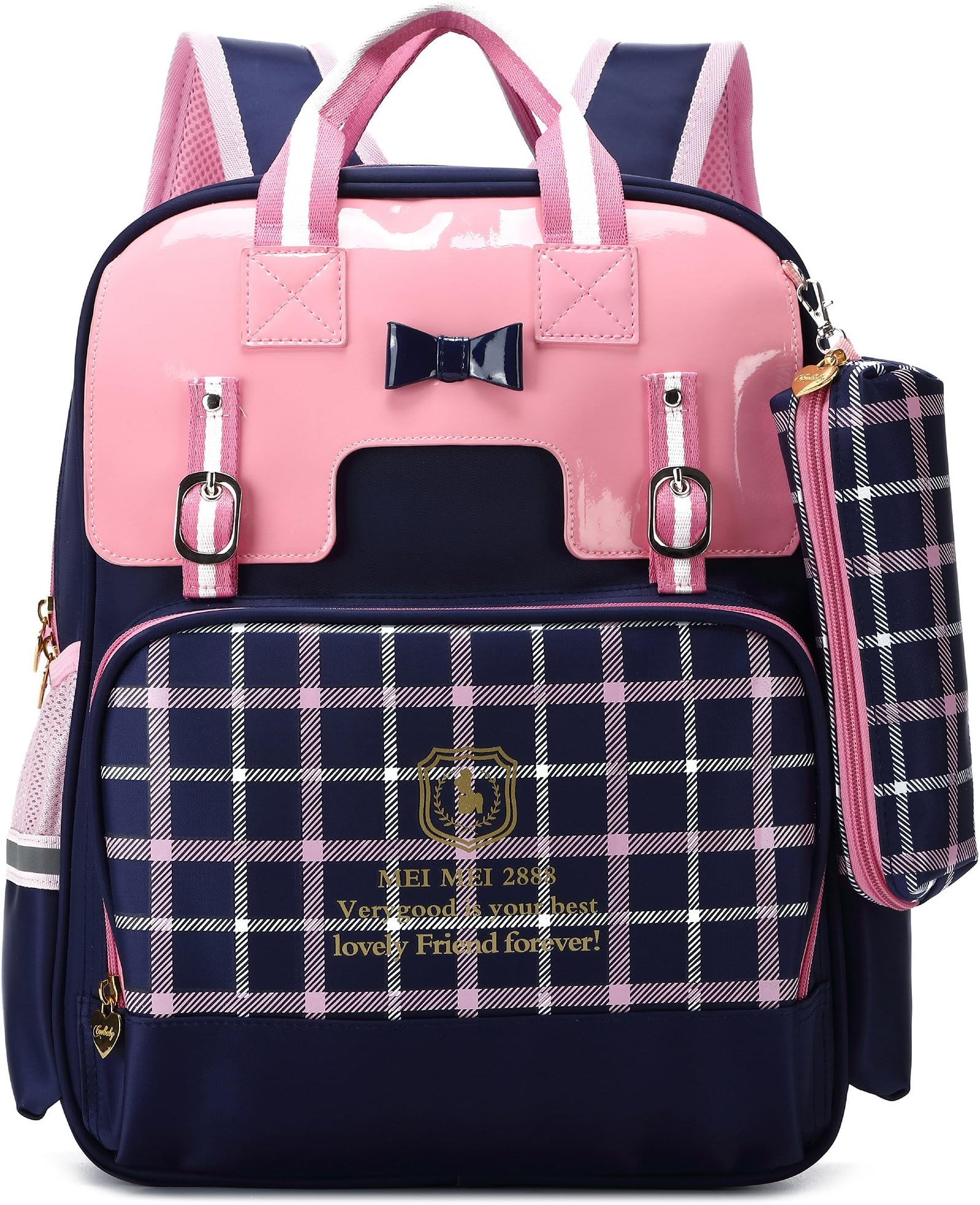 Water Resistant Girls Backpack for Primary Elementary School Large Kids Bookbag Laptop Bag (Large, Style 2 -Blue)