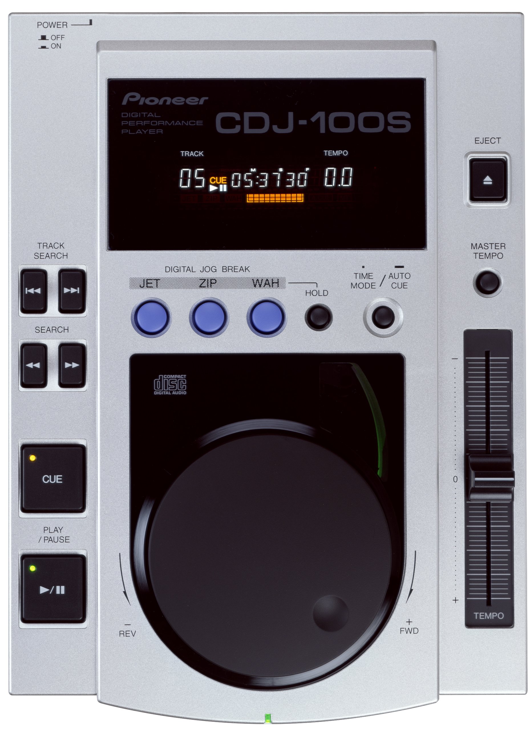 Pioneer CDJ-100S - Unidad de CD (4-20000 Hz, CD, CD-R, 3,5 mm, 12W, AC 220-240 V, 50/60 Hz, 2,2 kg) Negro, Plata