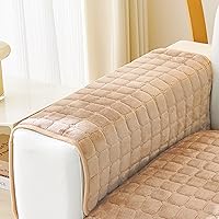 Vista 1 de Fundas para Reposabrazos de Sofá, Fundas de Terciopelo Suaves para Sofá, Fundas Antideslizantes para Sillón y Sofá, Fundas para Reposabrazos, Caqui