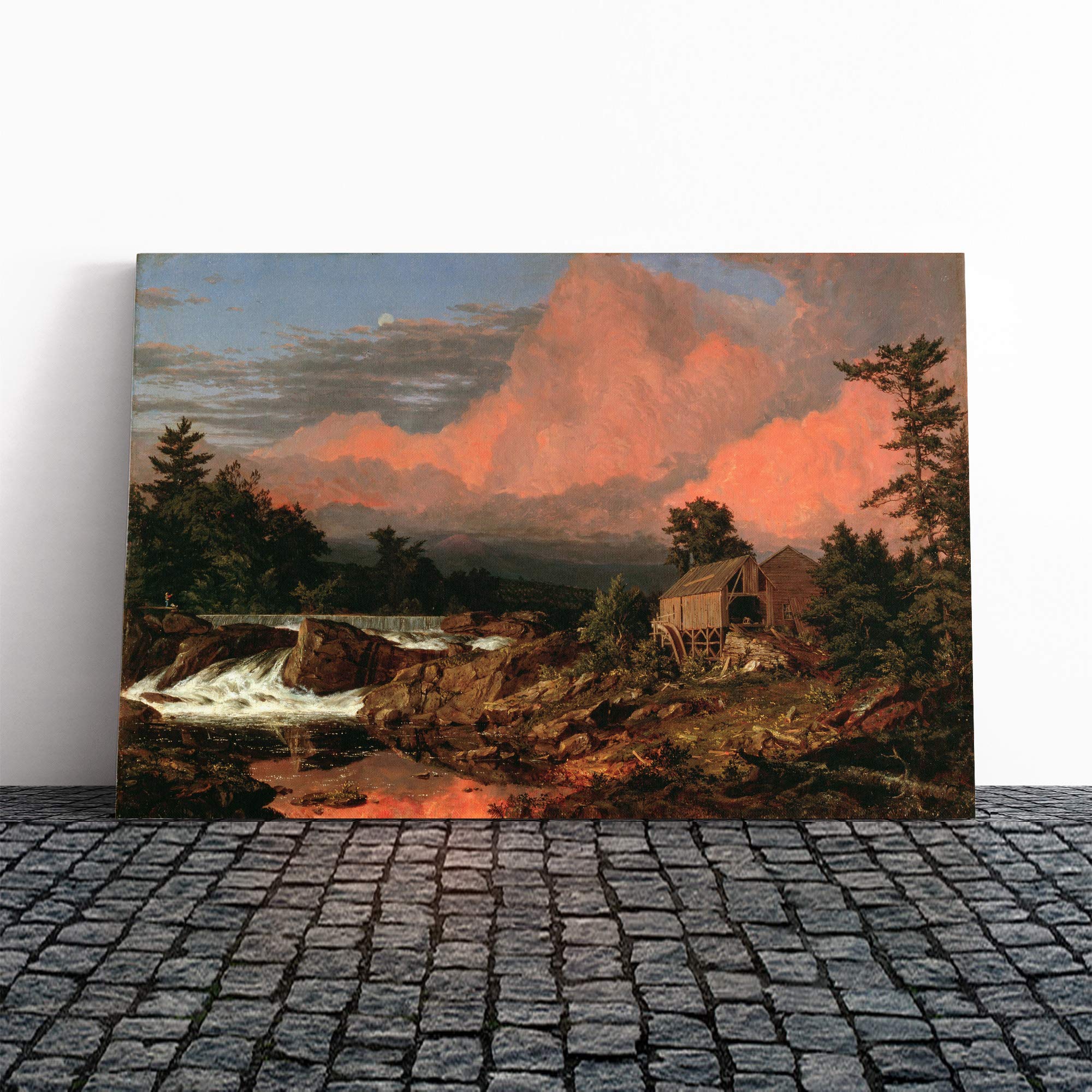 Frederic Edwin Church Rutland Falls Canvas Print | Gallery Wrapped 30mm Frame Wall Art | 24x16 inches | Ready to Hang | Modern Cityscape Picture | Living Room Bedroom Lounge Office