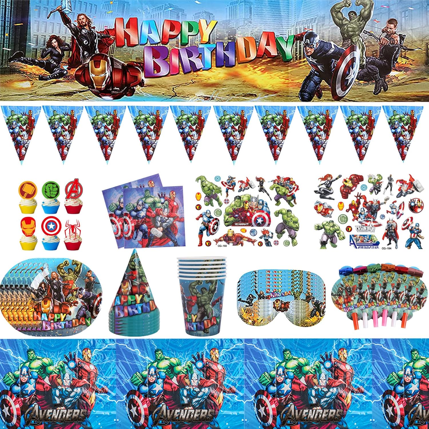 PiliStar Avengers Cumpleaños Decoracion, 78PCS Vajilla de cumpleaños de Los Vengadores de cumpleaños para Avengers Decoraciones de Cumpleaños para Niños