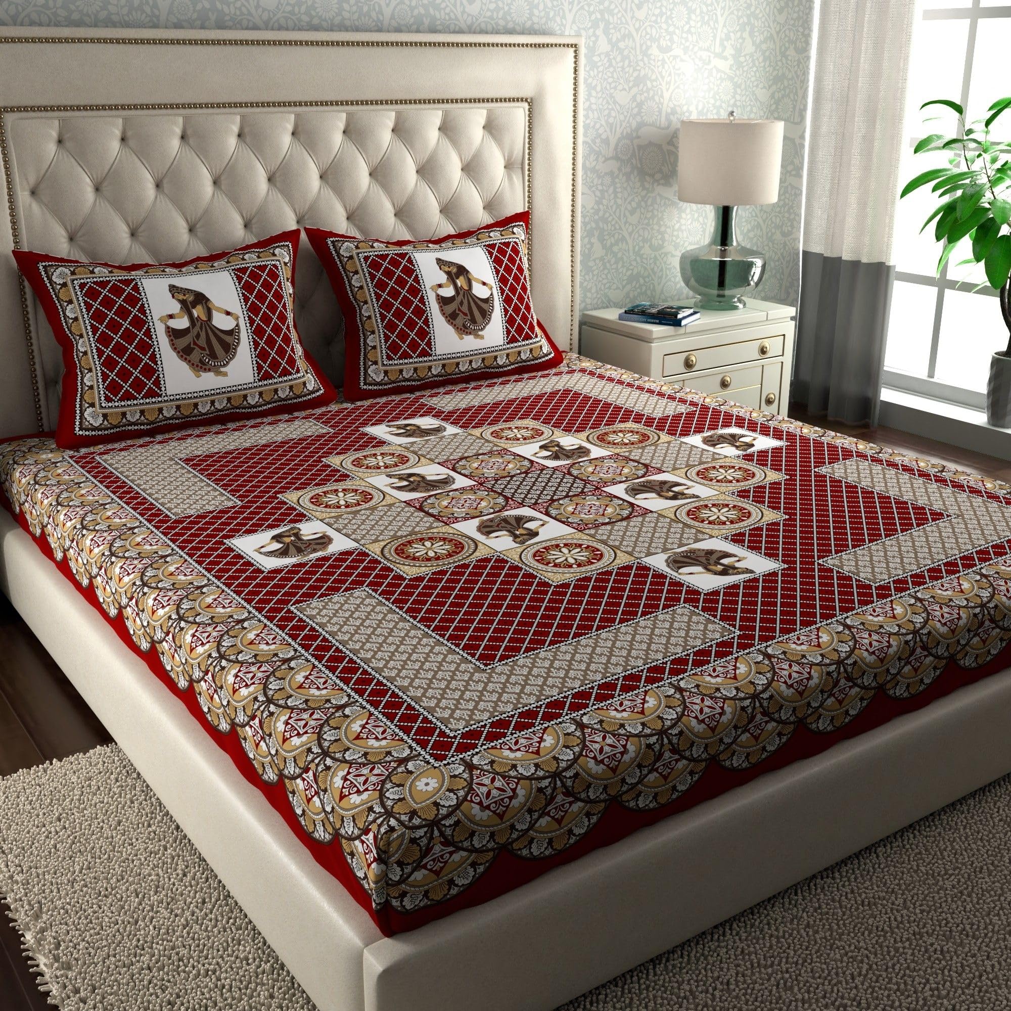 Jaipuri Cotton Bedsheets - 2 Double Sets with Pillow Covers -3