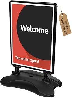 Dönges Kundenstopper A1 – Outdoor Plakatständer für Außenbereich – wetterfest & doppelseitig (Schwarz, Fuß befüllbar + Federn)