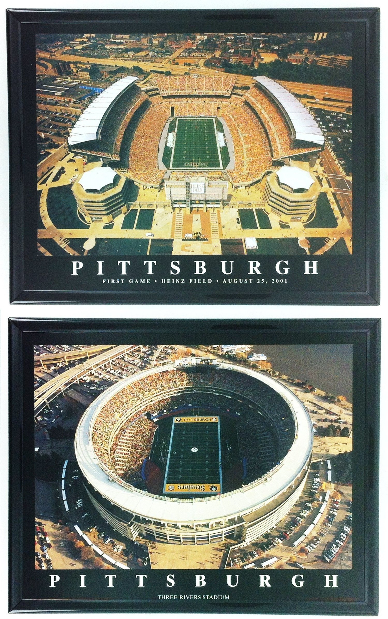 Framed Pittsburgh Steelers Heinz Field & Three Rivers Stadium Prints (SET OF 2)