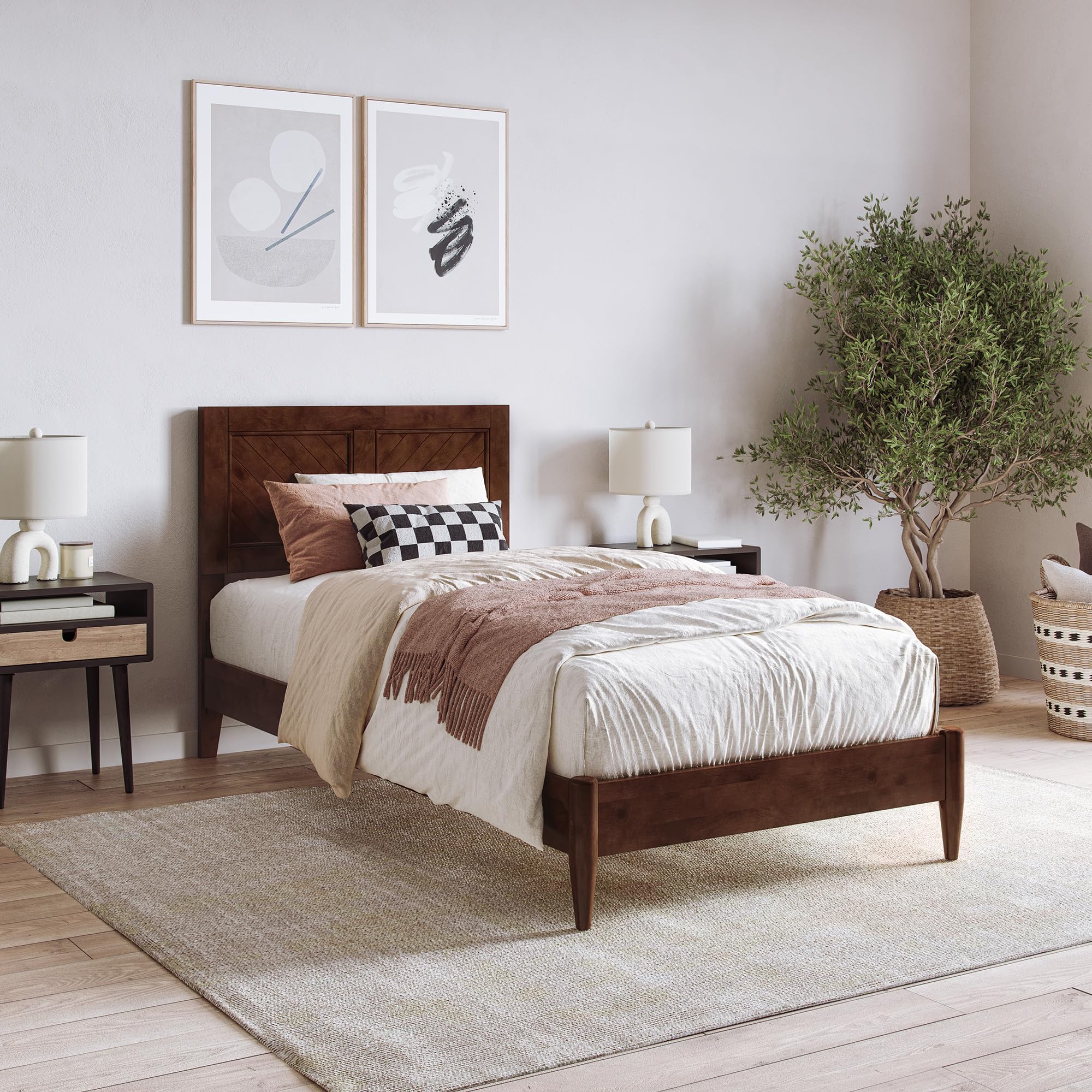 Photo 1 of AFI Berkshire Solid Wood Low Profile Platform Bed, Twin XL, Walnut